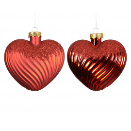 Szív üvegdísz piros