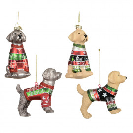 Üvegdísz "Pulcsis kutya"