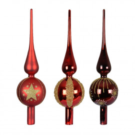 Csúcsdísz elegáns piros 31 cm