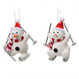 Síelő hóember figura 11 cm