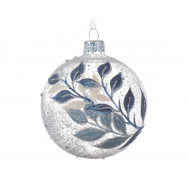 Üveggömb "Fagyos levél" 8 cm
