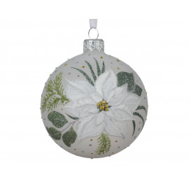Üveggömb "Mikulásvirág" 8 cm